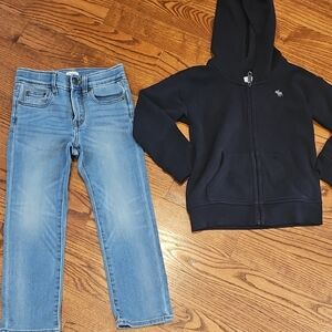 Abercrombie Kids Black Hoodie and Blue Jeans Set